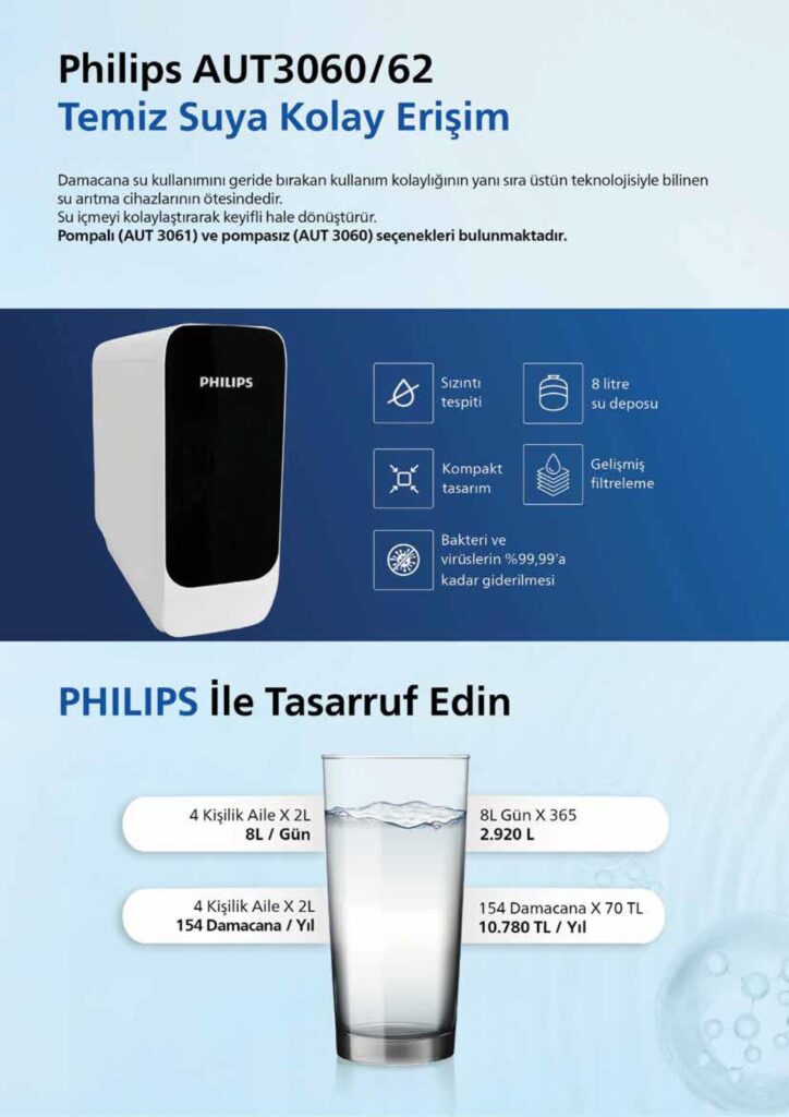 Philips AUT3063/62 Dijital Pompalı Su Arıtma Cihazı - memnunal